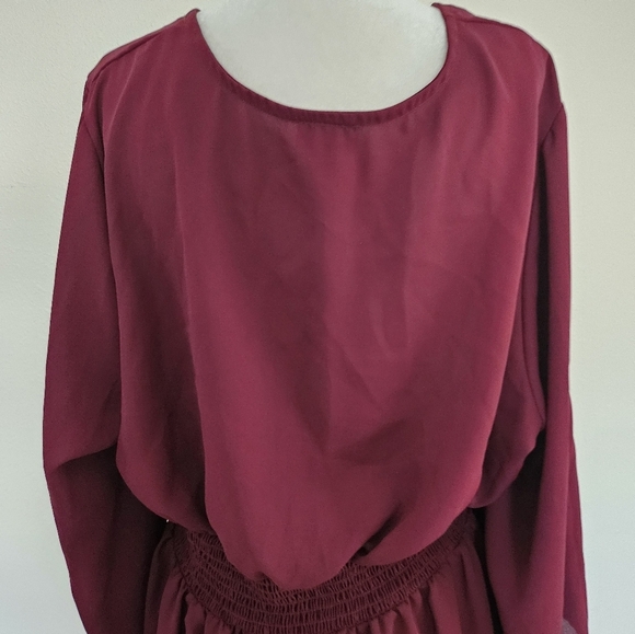 Torrid Babydoll Women's Elegant Burgundy Georgette Smocked Blouse Size 2X. - Picture 10 of 15